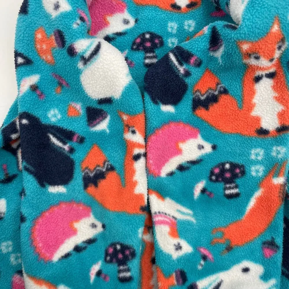 Patagonia Synchilla Fleece Hoodie Jacket Foxes Blue Pink Animal Print Size 4T